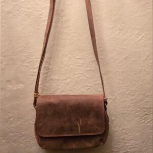 Adrian Klis Genuine Leather Crossbody Bag Brown Flap Shoulder Purse 8x10